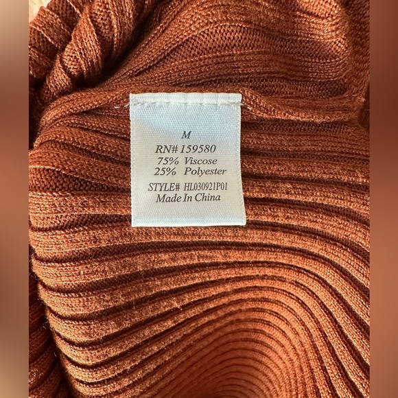 Pink Lily Burnt Orange Sweater Wrap midi Dress size medium - Picture 6 of 7